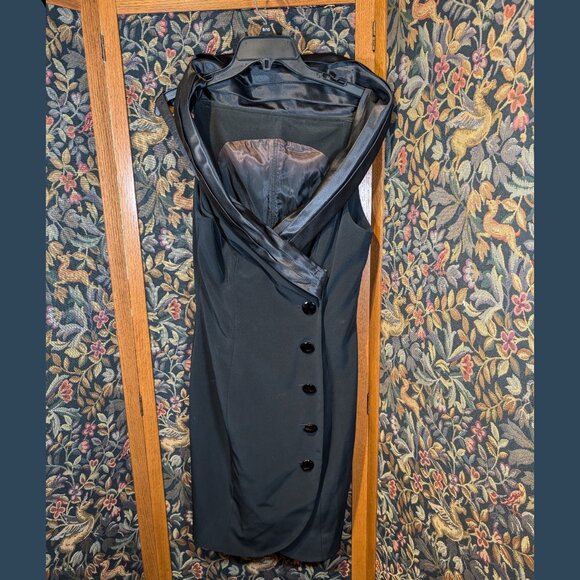 Vintage vest or dress Black Large collar, black button Size Medium - Picture 9 of 9